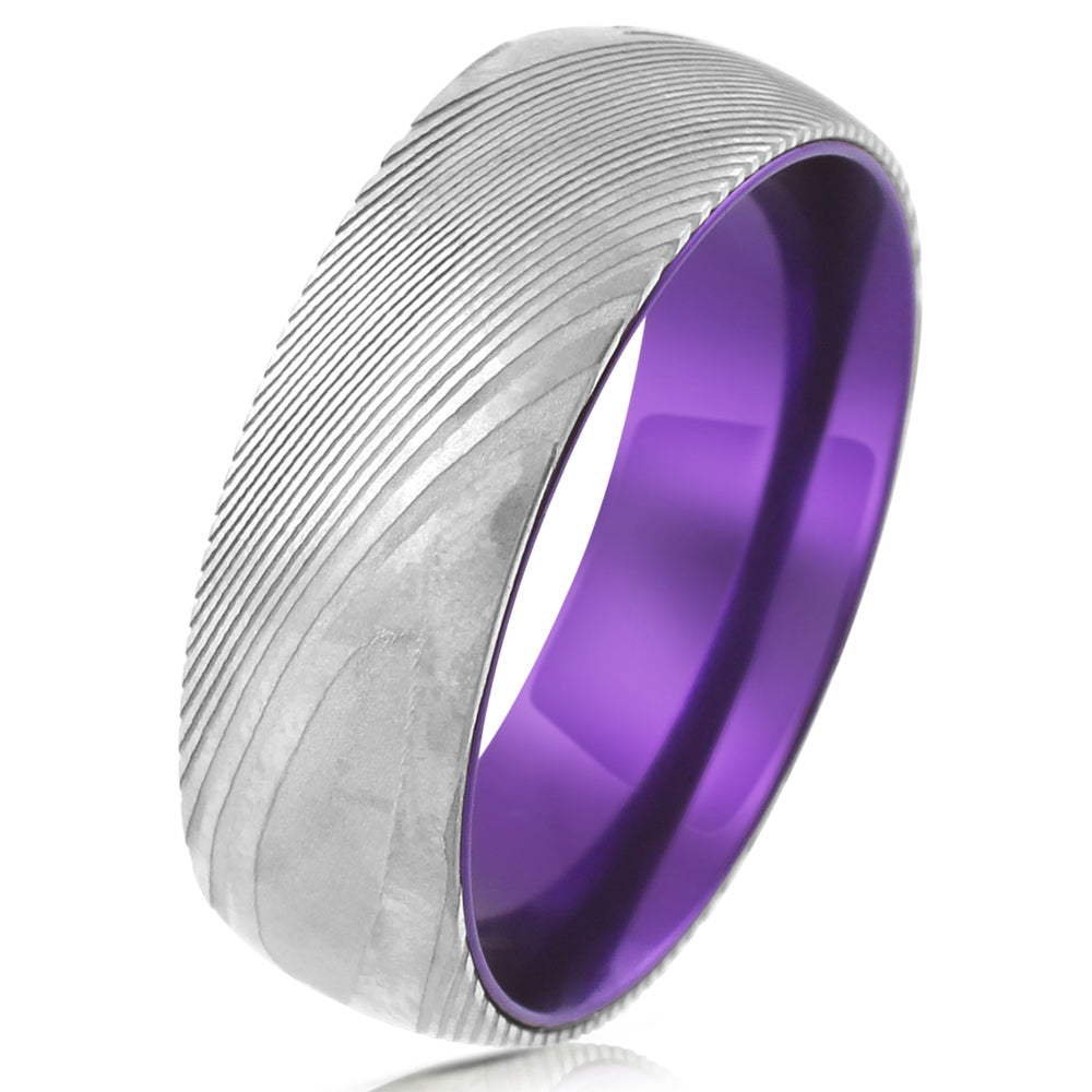 Damascus Steel + Wood Grain + Purple Aluminum
