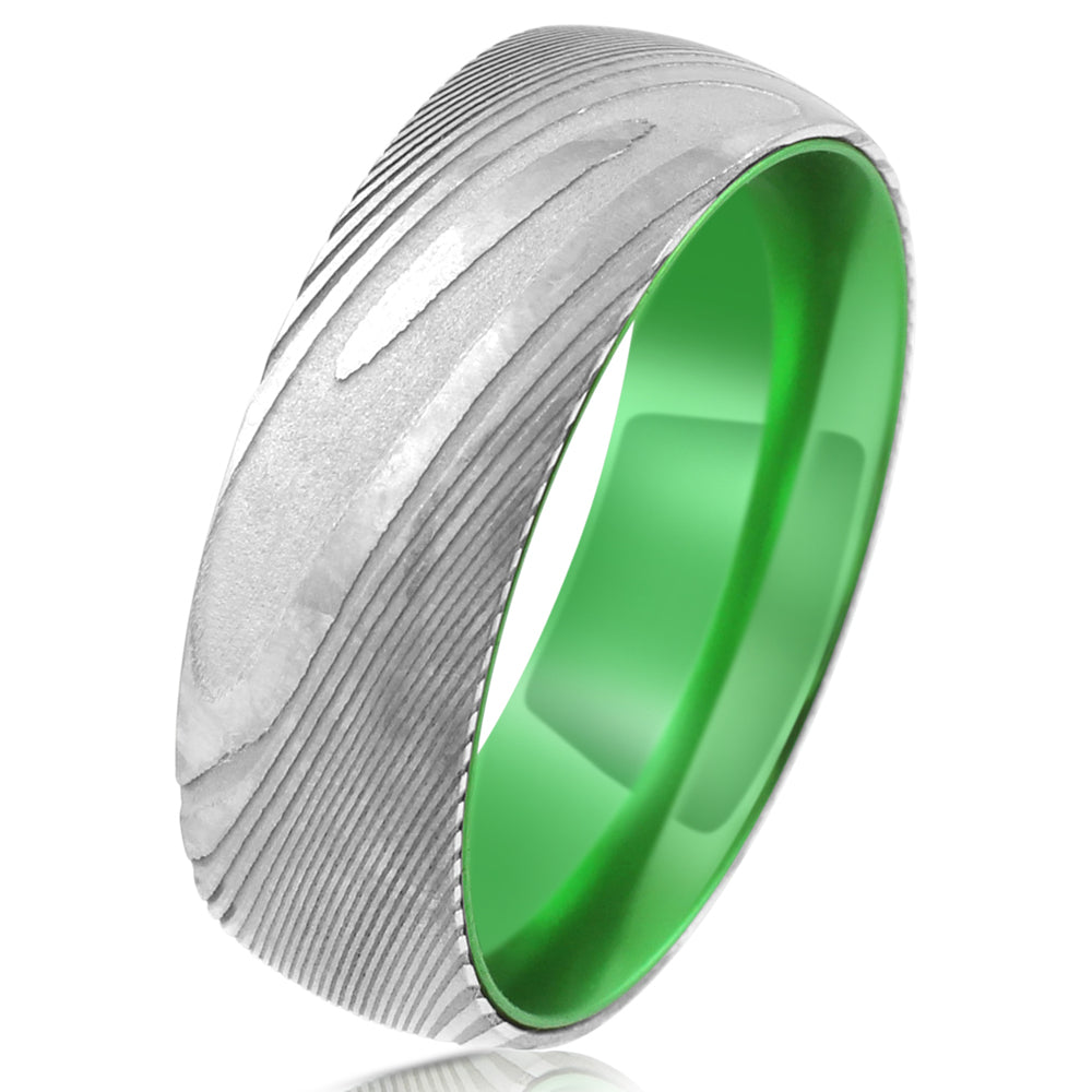 Damascus Steel + Wood Grain + Green Aluminum