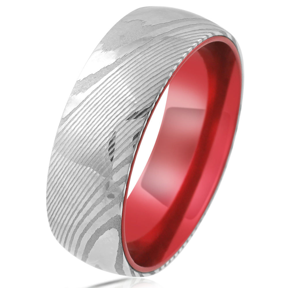 Damascus Steel + Wood Grain + Red Aluminum