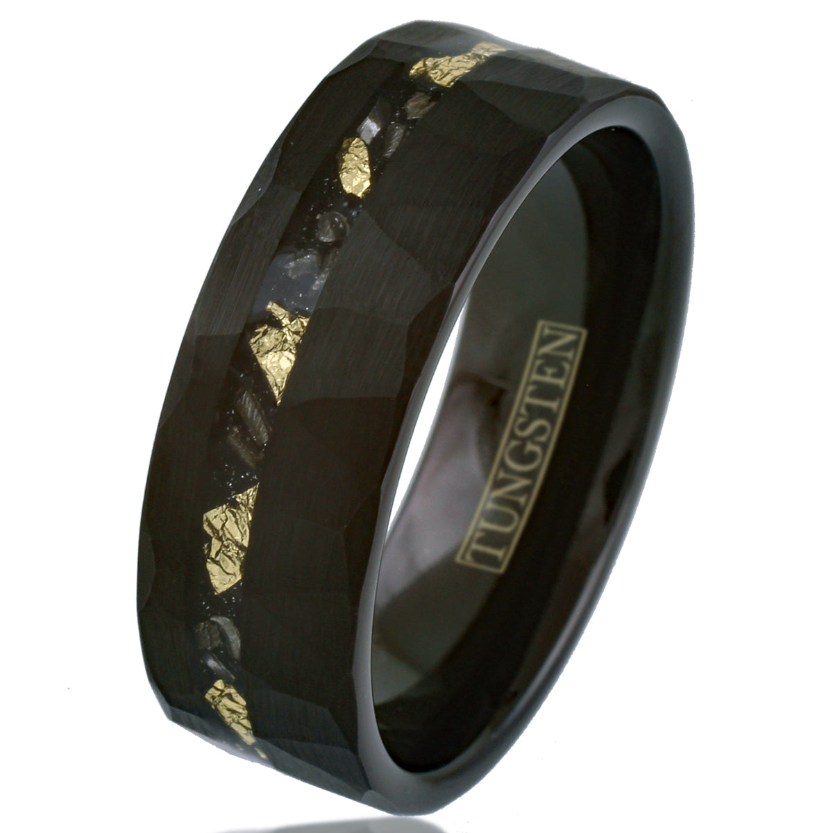 Black Tungsten + Gold Leaf + Meteorite
