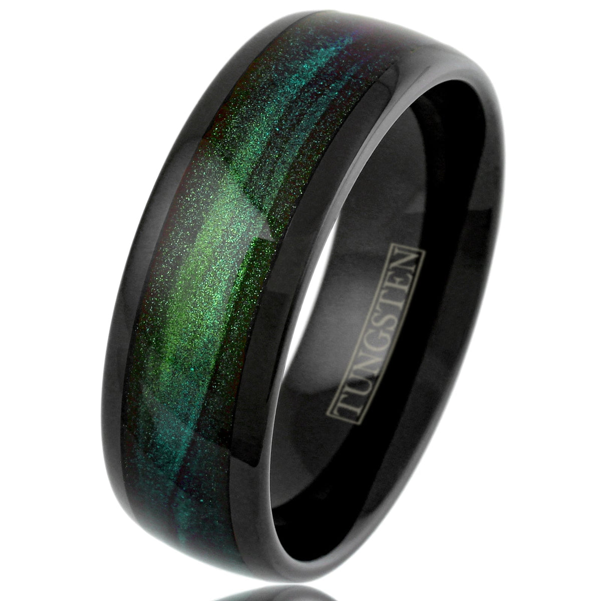 Black Tungsten + Emerald Green Flowing Sand