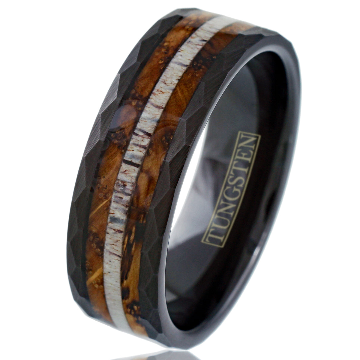 Black Tungsten + Antler + Whiskey Barrel Oak Wood