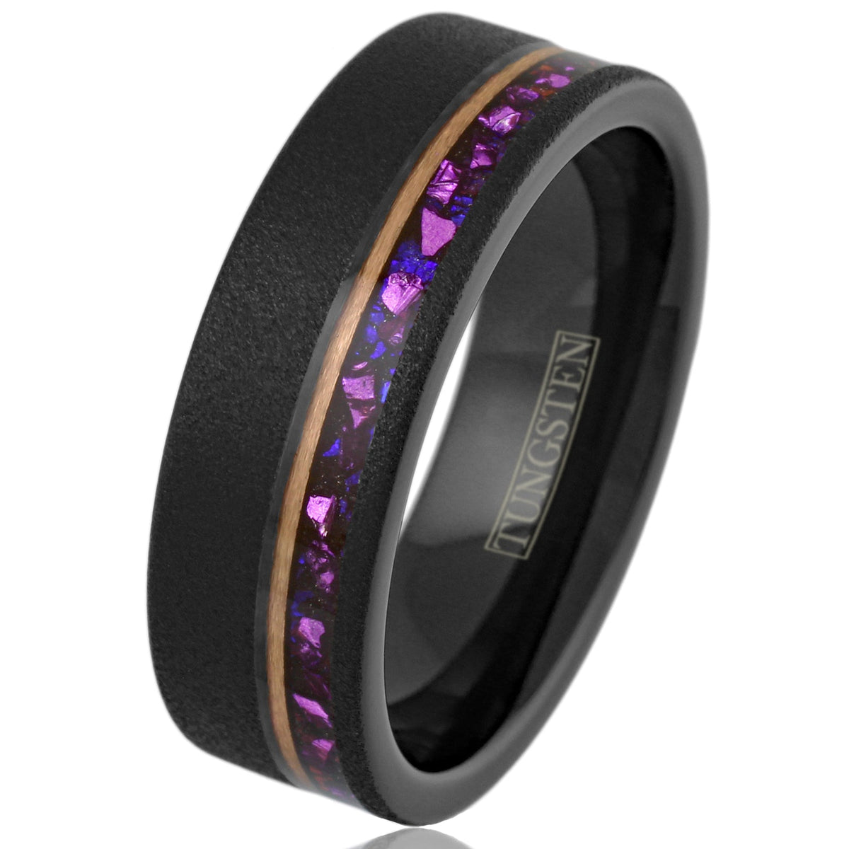 Black Tungsten + Plum Purple Opal + Rose Gold