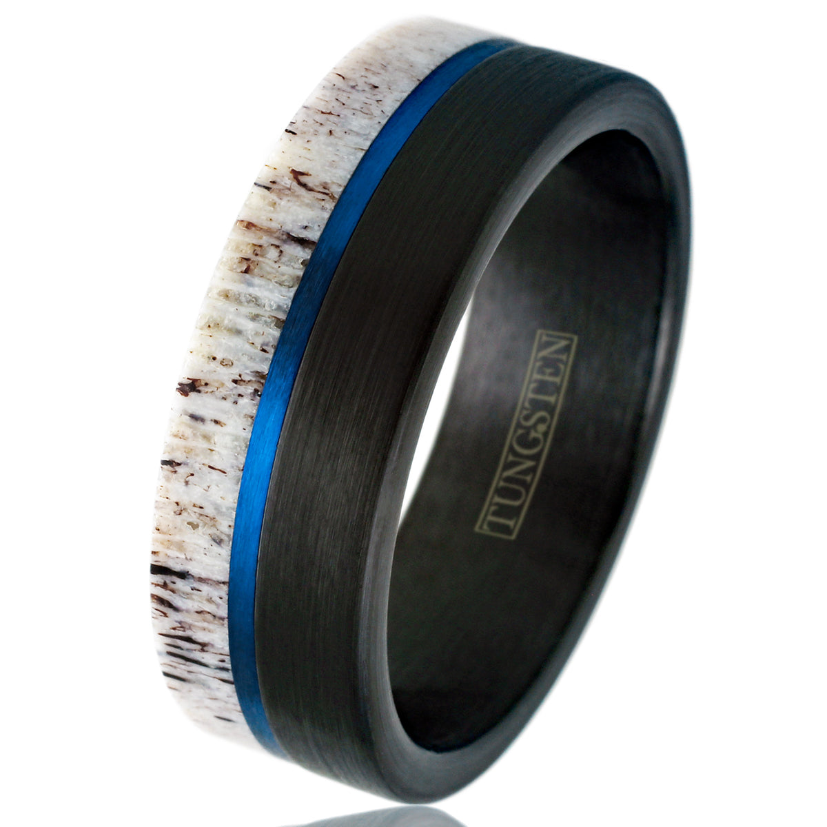 Black Tungsten + Antler + Blue Stripe