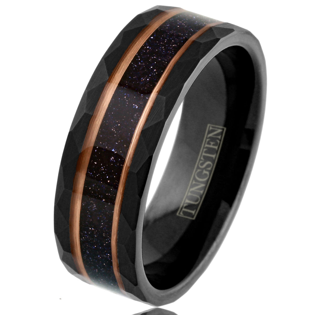 Black Tungsten + Dark Blue Sandstone + Rose Gold