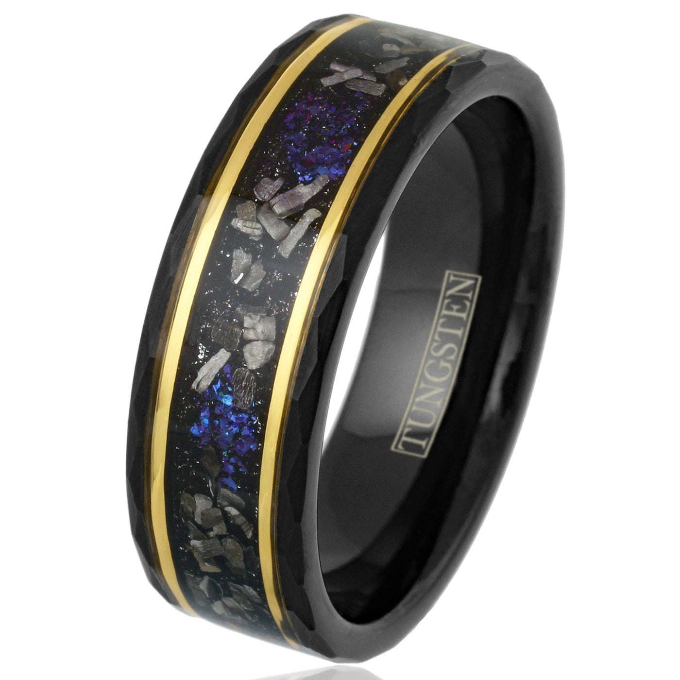 Black Tungsten + Meteorite + Purple Galaxy Dust + Yellow Gold Stripes