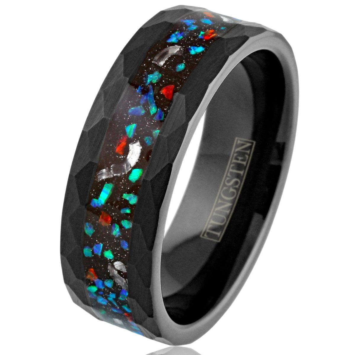 Black Tungsten + Green & Red Opal + Meteorite