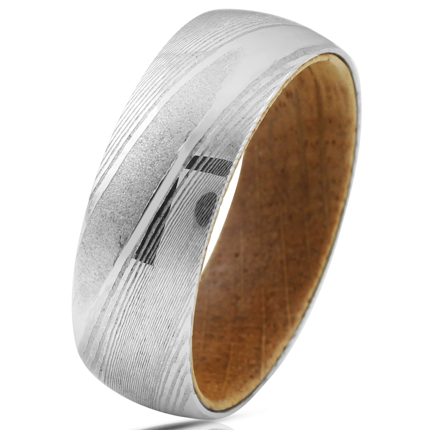Damascus Steel + Wood Grain + Whiskey Barrel Oak Wood