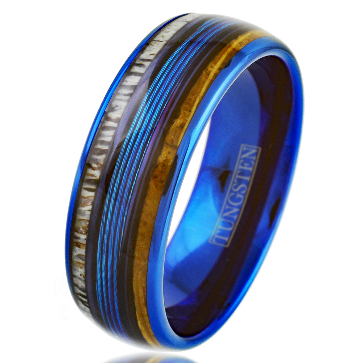 Royal Blue Tungsten + Whiskey Barrel + Antler + Blue Fishing Line