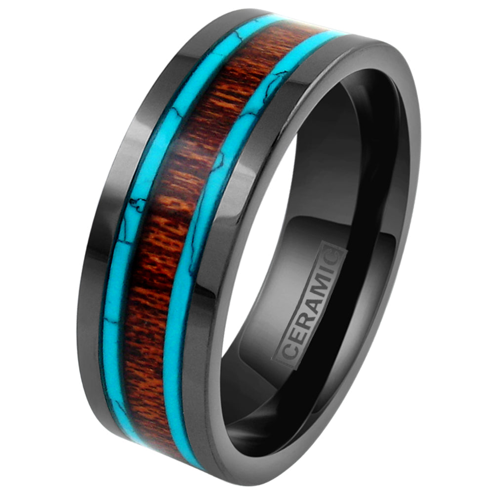 Black Ceramic + Koa Wood + Turquoise