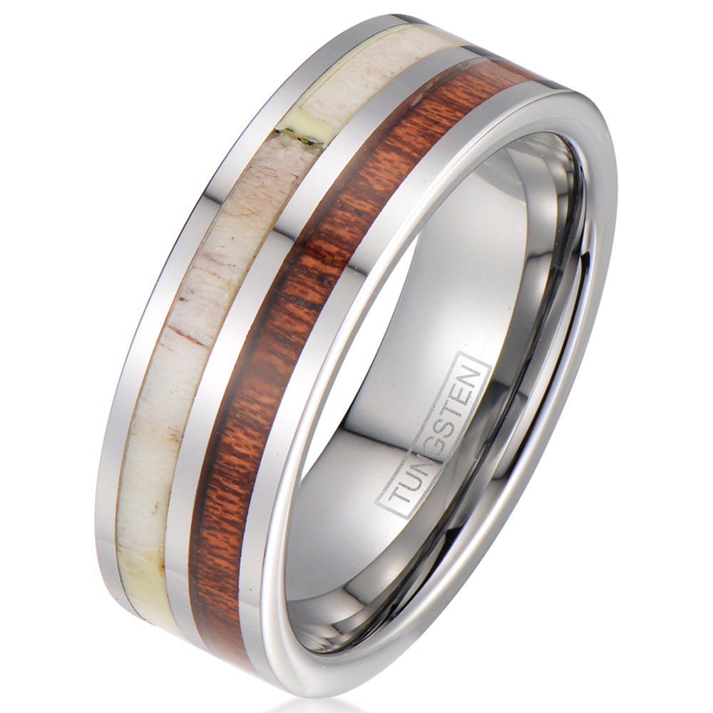 Silver Tungsten + Antler + Koa Wood