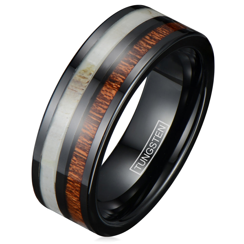 Black Tungsten + Antler + Koa Wood