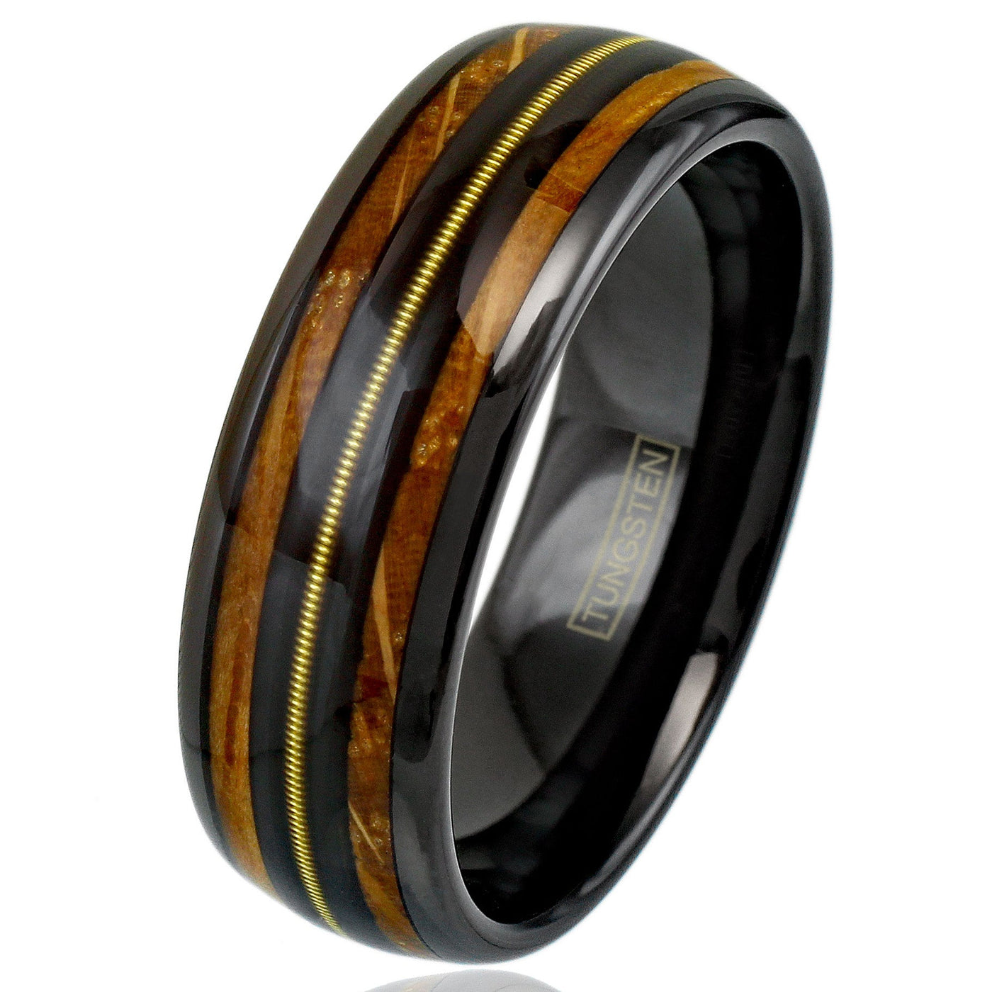 Black Tungsten + Guitar String + Whiskey Barrel Oak Wood