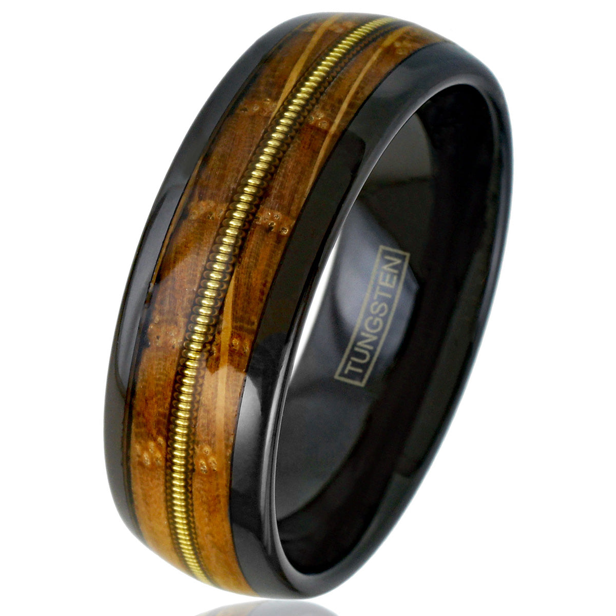Black Tungsten + Guitar String + Whiskey Barrel Oak Wood