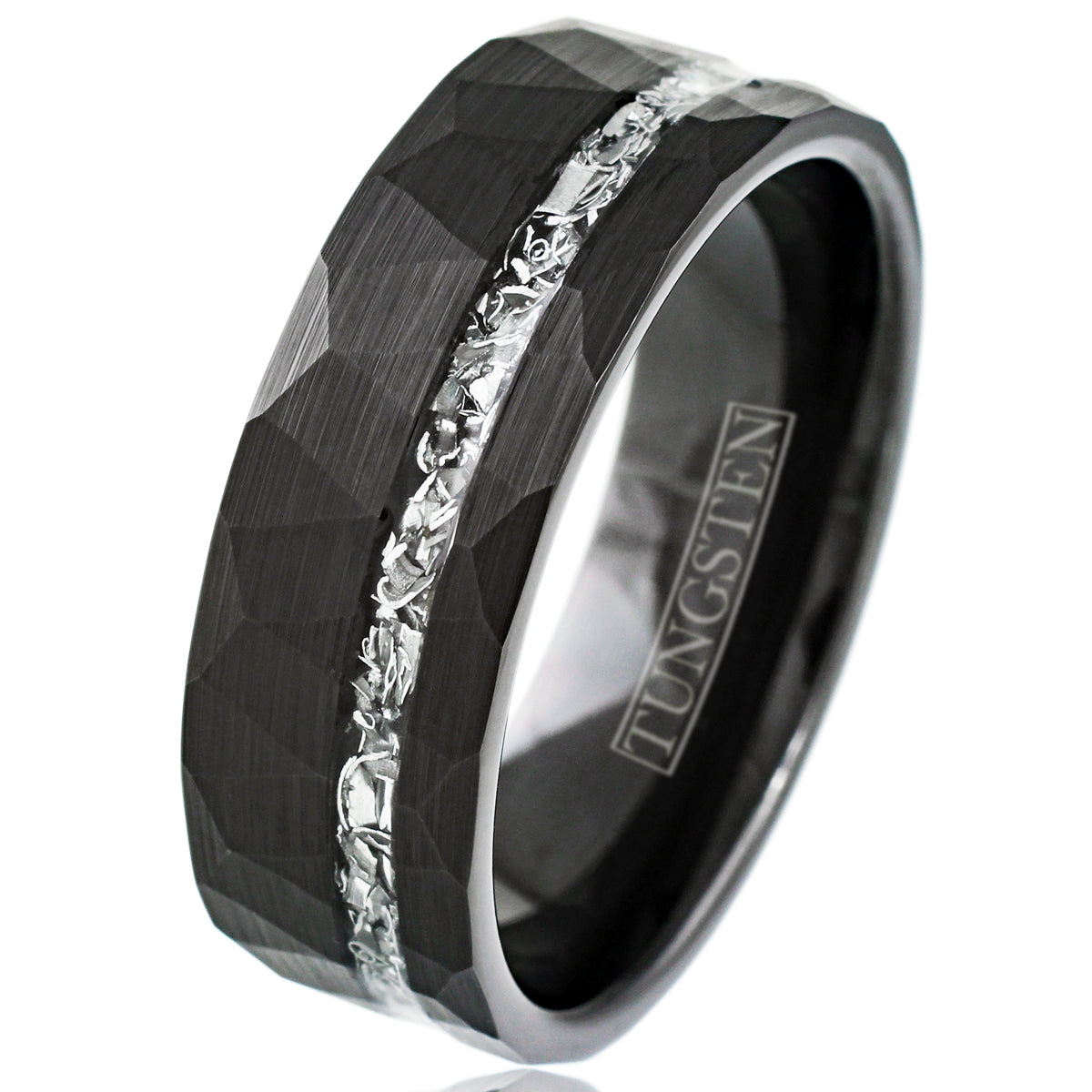 Black Tungsten + Silver Meteorite