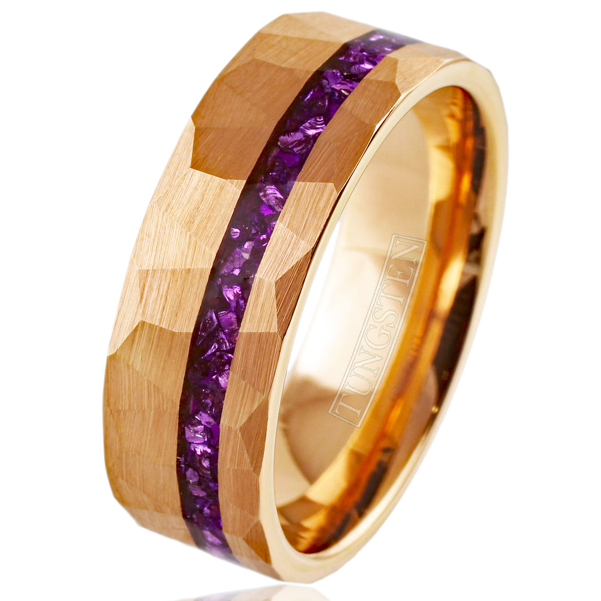 Rose Gold Tungsten + Amethyst