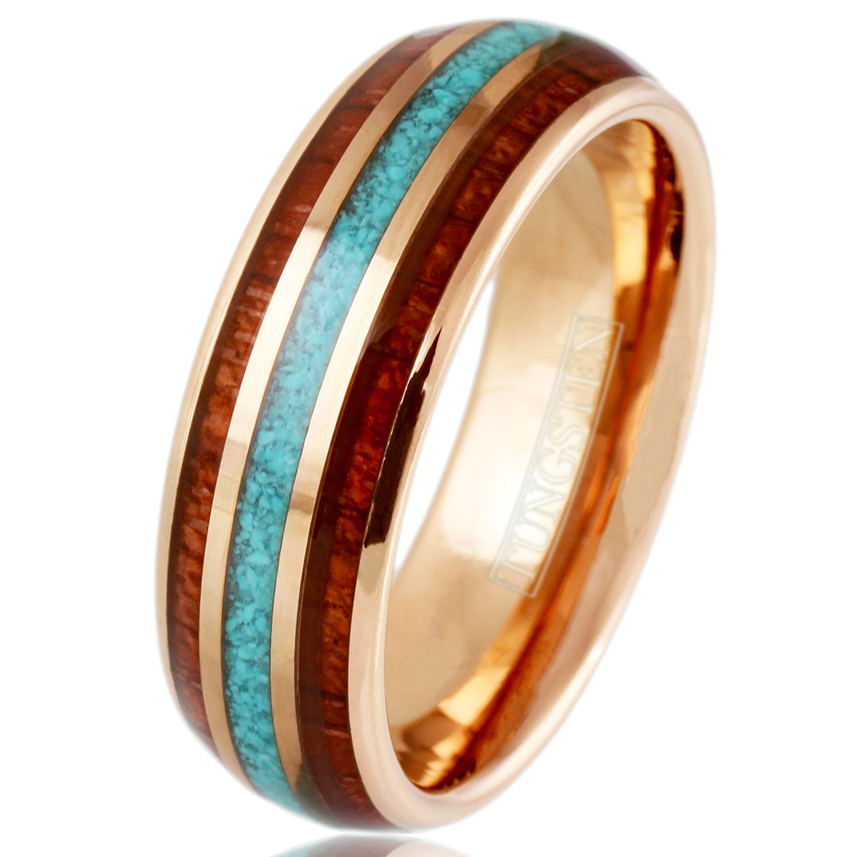 Rose Gold Tungsten + Turquoise + Koa Wood