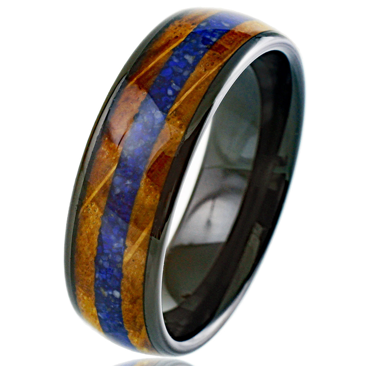 Black Tungsten + Blue Lapis Lazuli + Whiskey Barrel Oak Wood