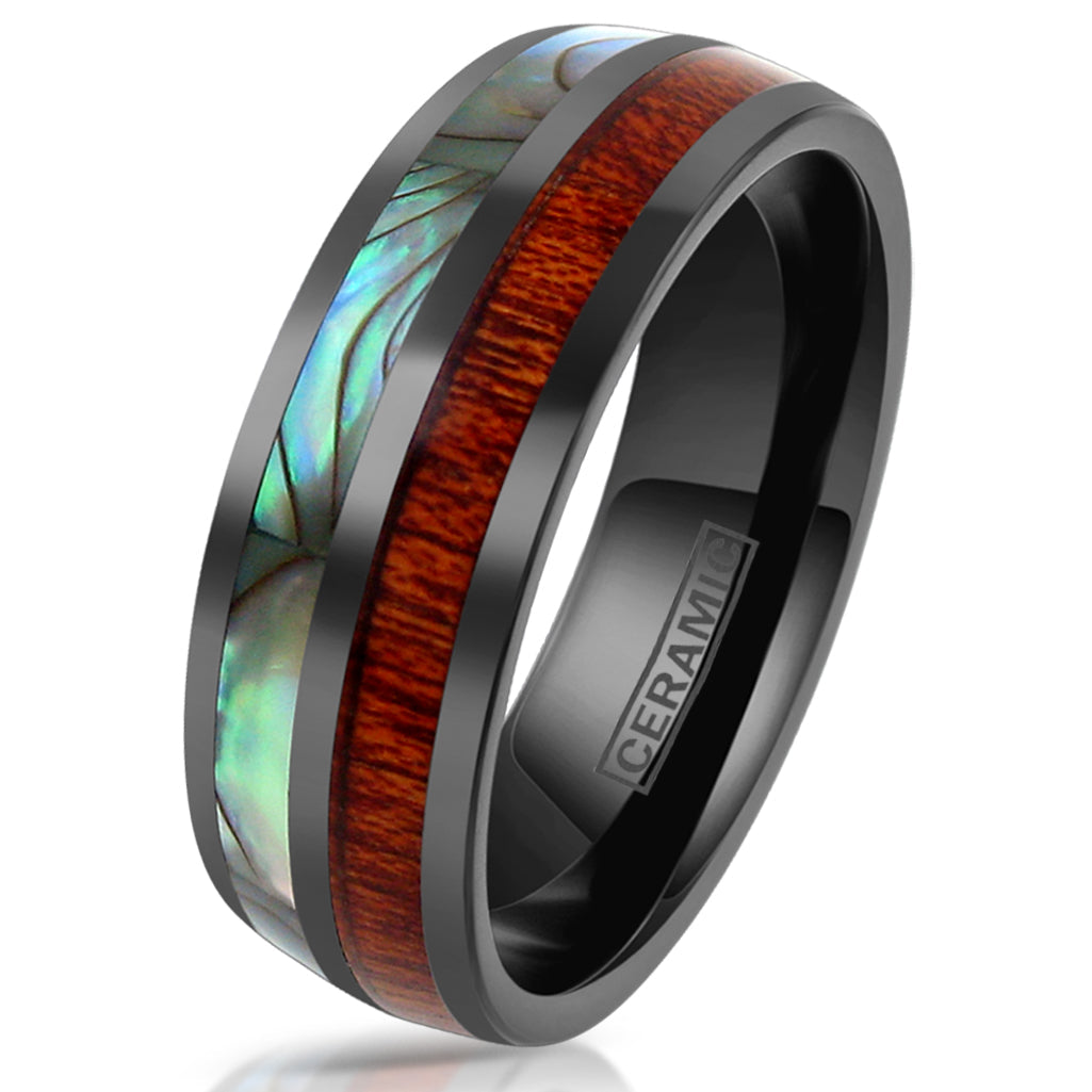 Gunmetal Black Ceramic + Abalone + Wood