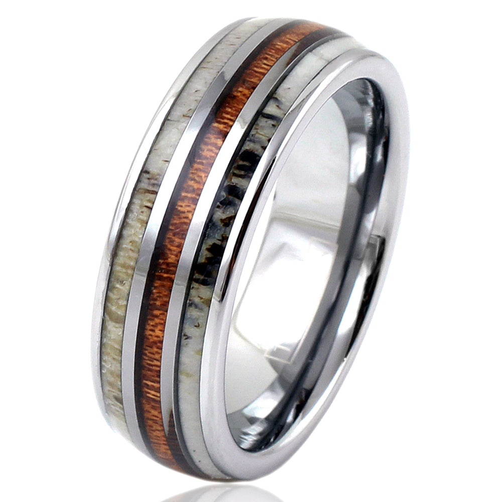Silver Tungsten + Koa Wood +  Antler