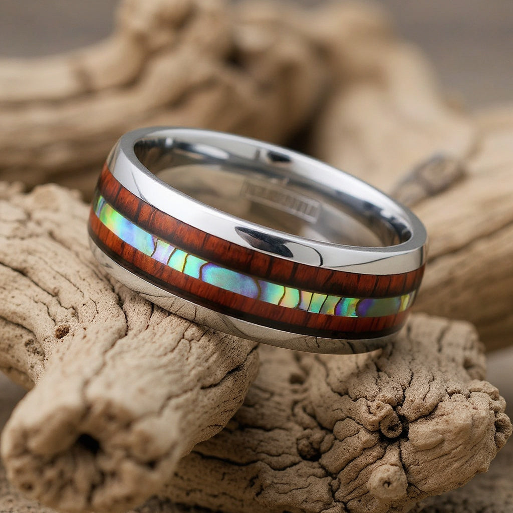 Silver Tungsten + Abalone Shell + Koa Wood