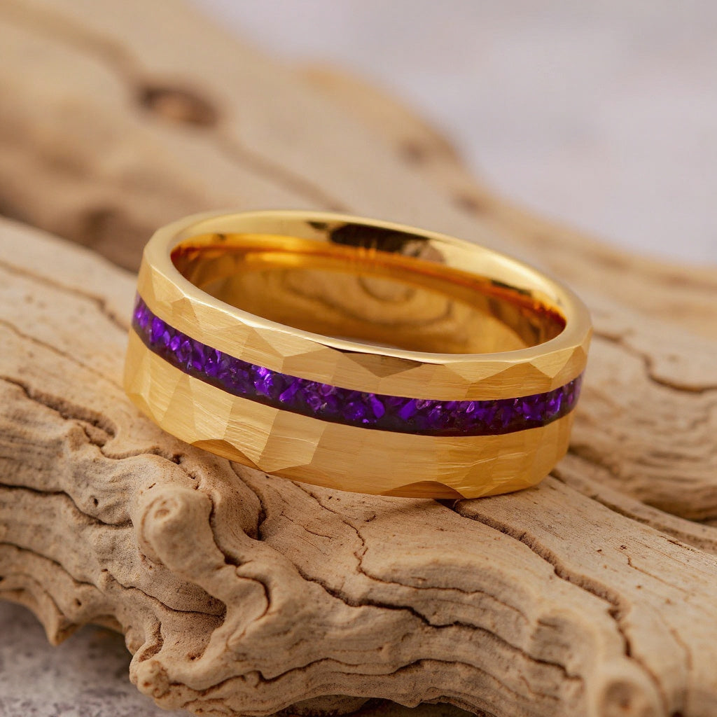 Rose Gold Tungsten + Amethyst