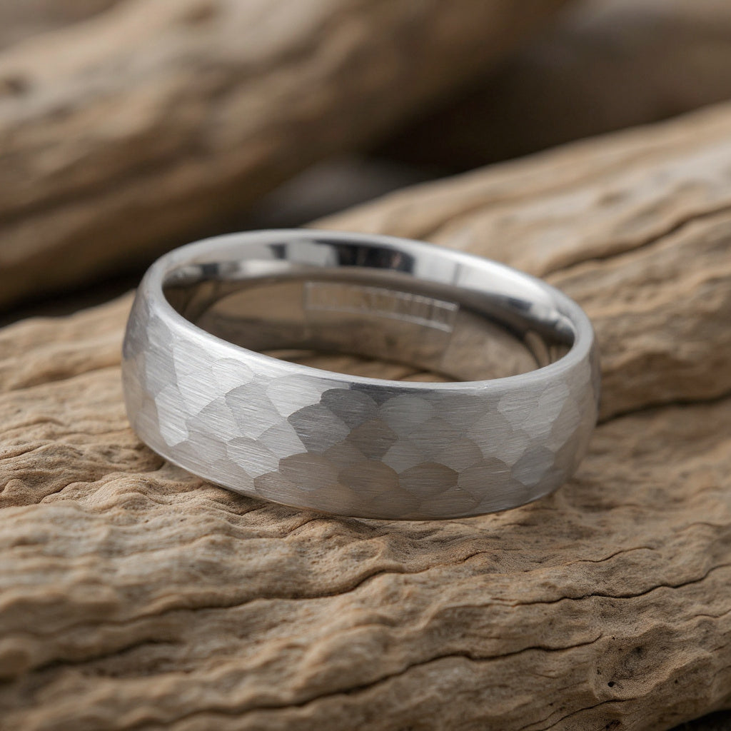 Silver Tungsten + Hammered Finish