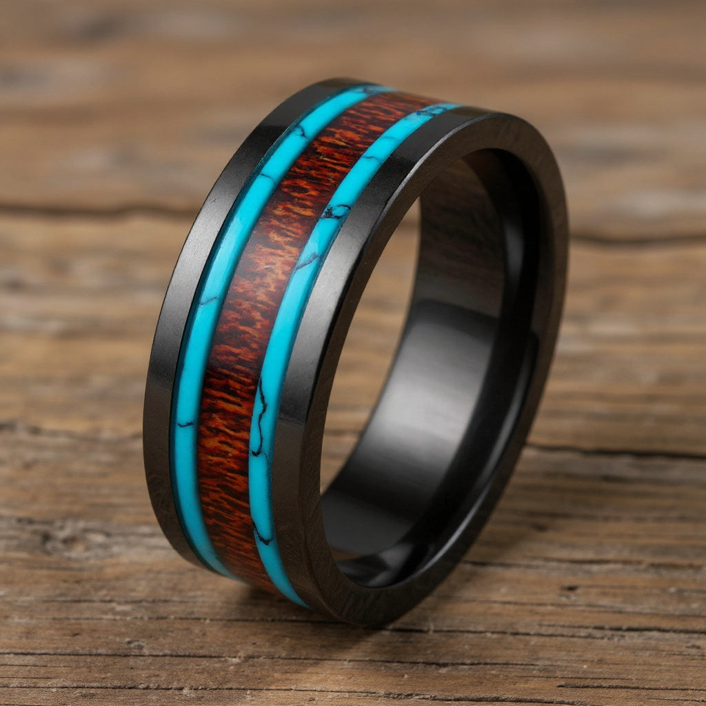 Black Ceramic + Koa Wood + Turquoise