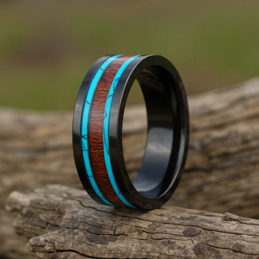 Black Ceramic + Koa Wood + Turquoise