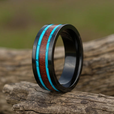 Black Ceramic + Koa Wood + Turquoise