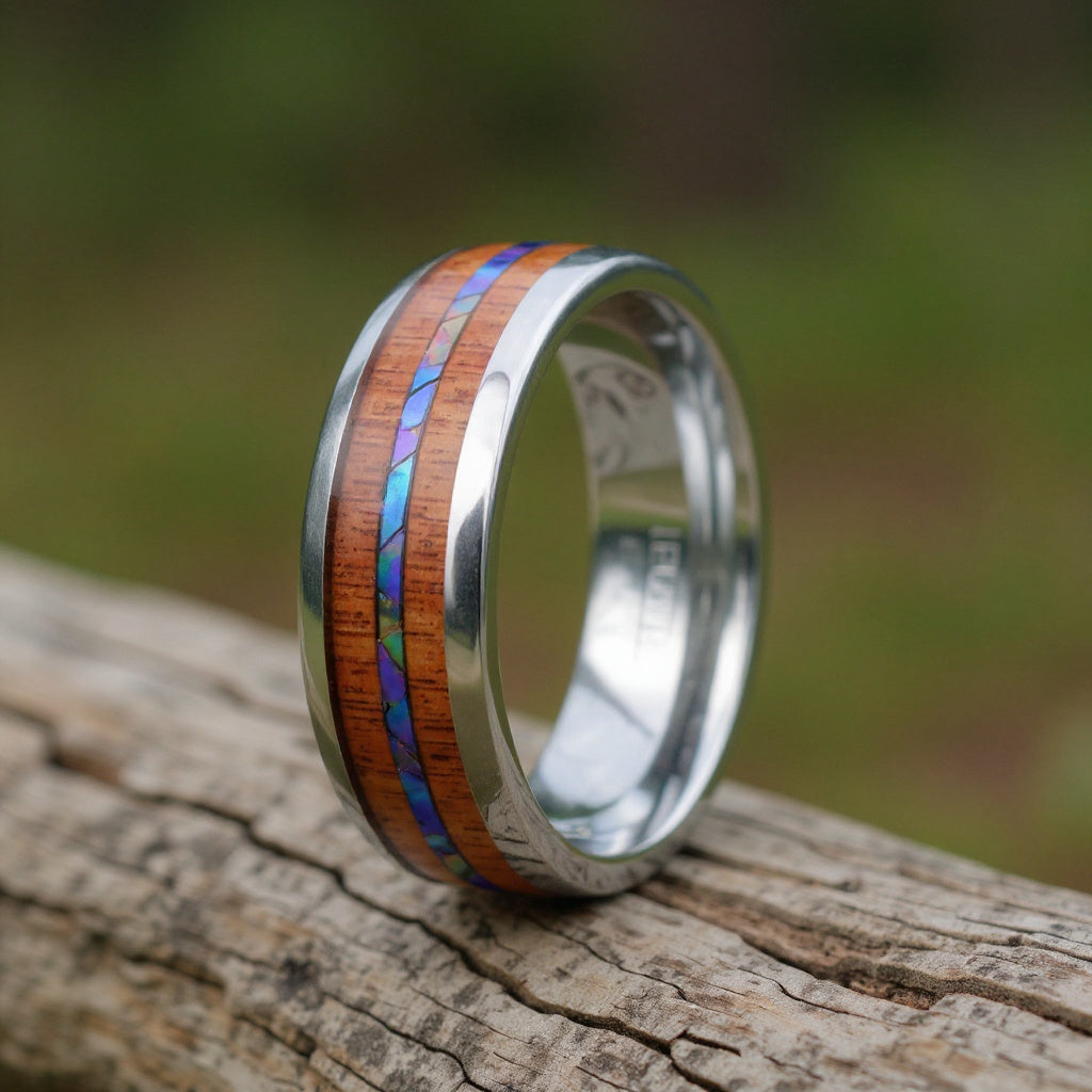 Silver Tungsten + Abalone Shell + Sandalwood