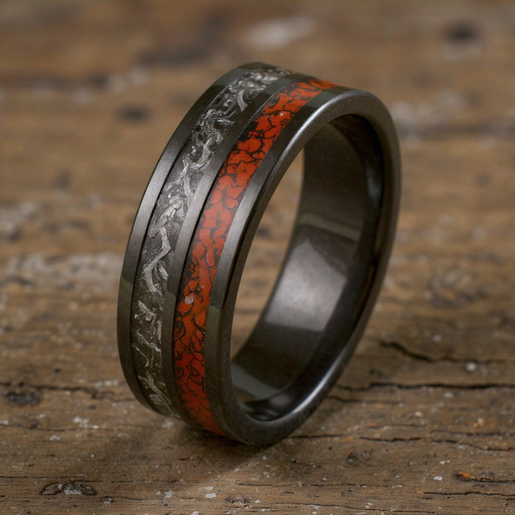 Black Tungsten + Dinosaur Bone + Meteorite