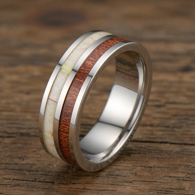 Silver Tungsten + Antler + Koa Wood