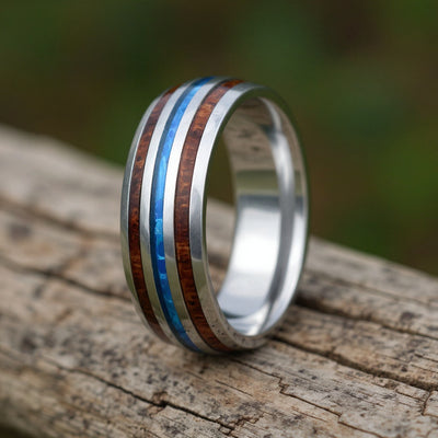 Silver Tungsten + Opal + Koa Wood