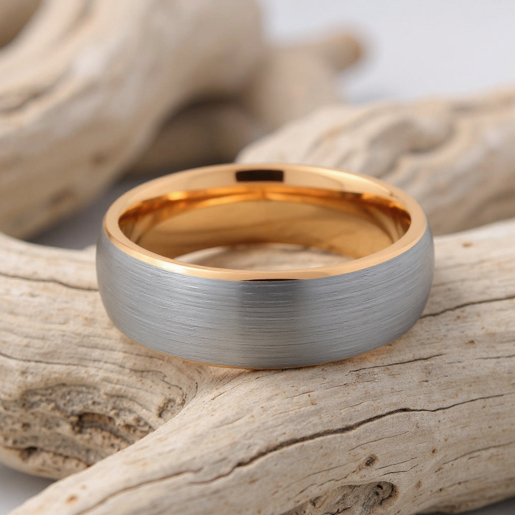 Rose Gold Tungsten + Silver Brushed