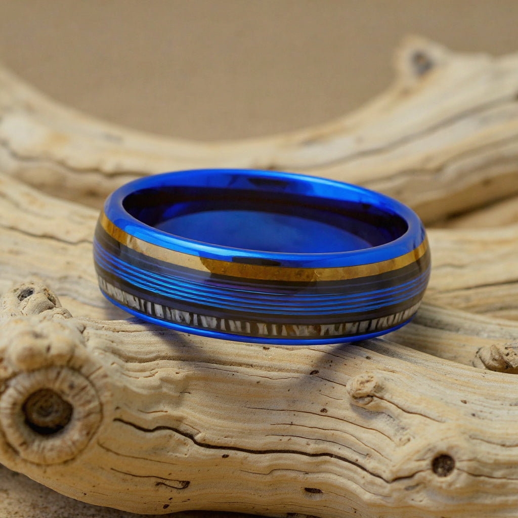 Blue Tungsten + Whiskey Barrel Oak Wood + Antler + Blue Fishing Line