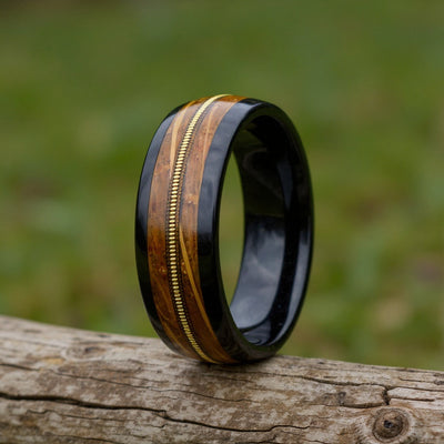 Black Tungsten + Guitar String + Whiskey Barrel Oak Wood