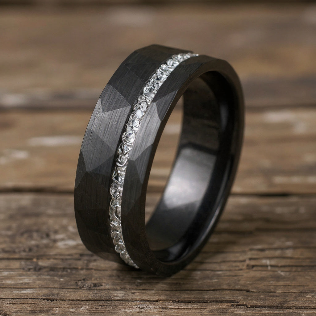 Black Tungsten + Meteorite