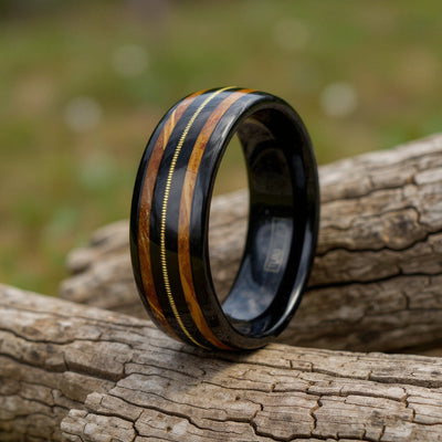 Black Tungsten + Guitar String + Whiskey Barrel Oak Wood