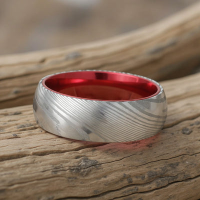 Damascus Steel + Wood Grain + Red Aluminum
