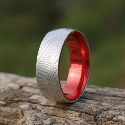Damascus Steel + Wood Grain + Red Aluminum