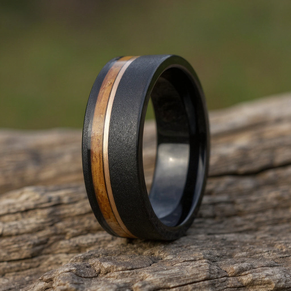 Black Tungsten + Whiskey Barrel Oak Wood