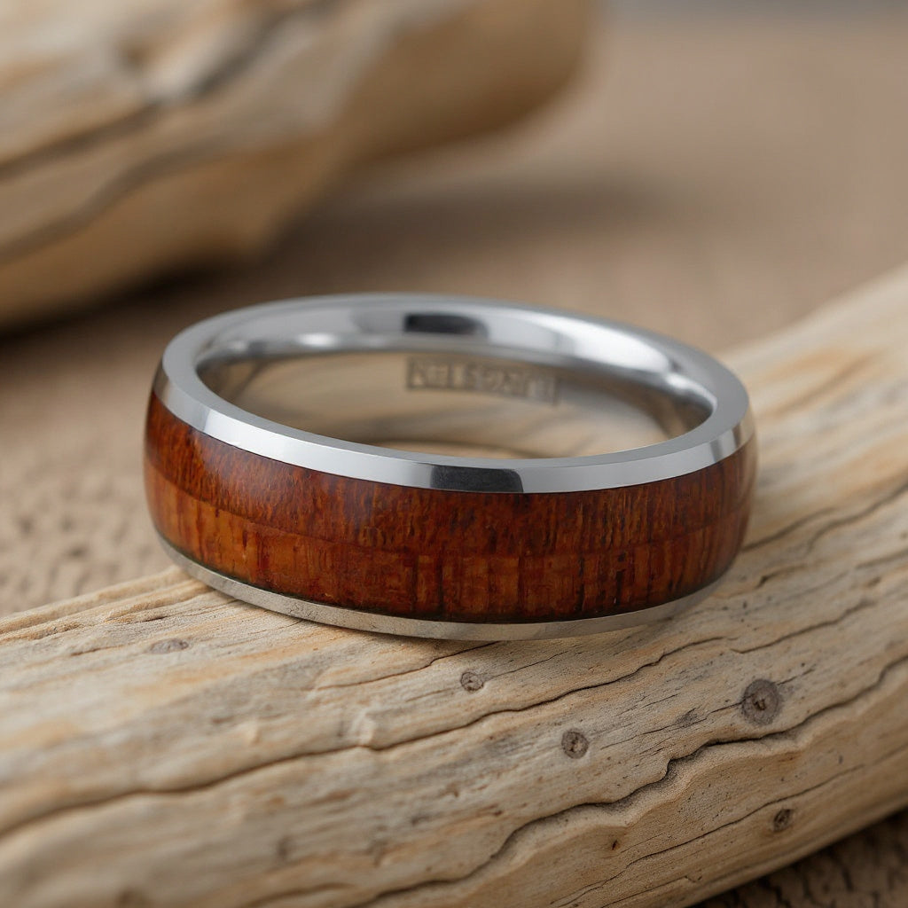 Silver Tungsten + Natural Wood