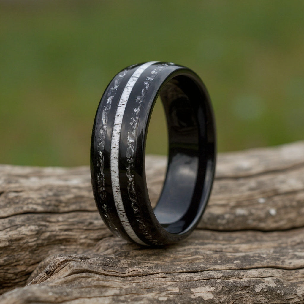 Black Tungsten + Antler +  Meteorite