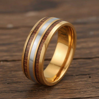 Rose Gold Tungsten + Mother of Pearl + Koa Wood