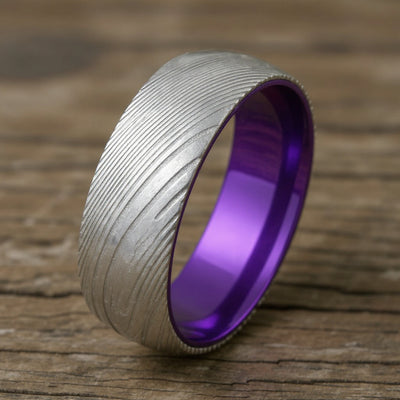 Damascus Steel + Wood Grain + Purple Aluminum