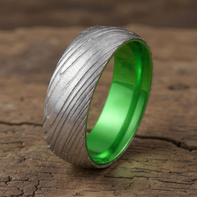 Damascus Steel + Wood Grain + Green Aluminum