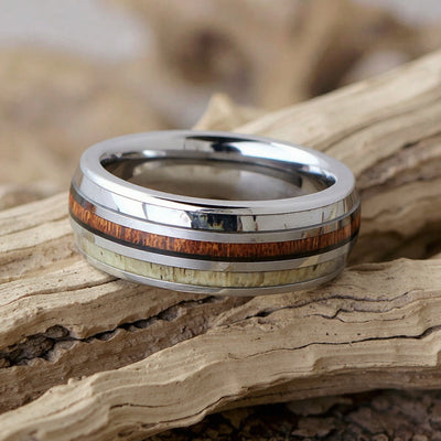 Silver Tungsten + Koa Wood +  Antler