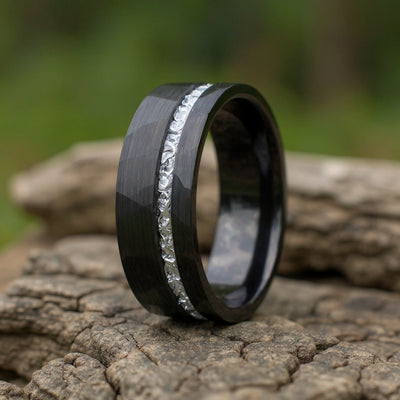 Black Tungsten + Meteorite