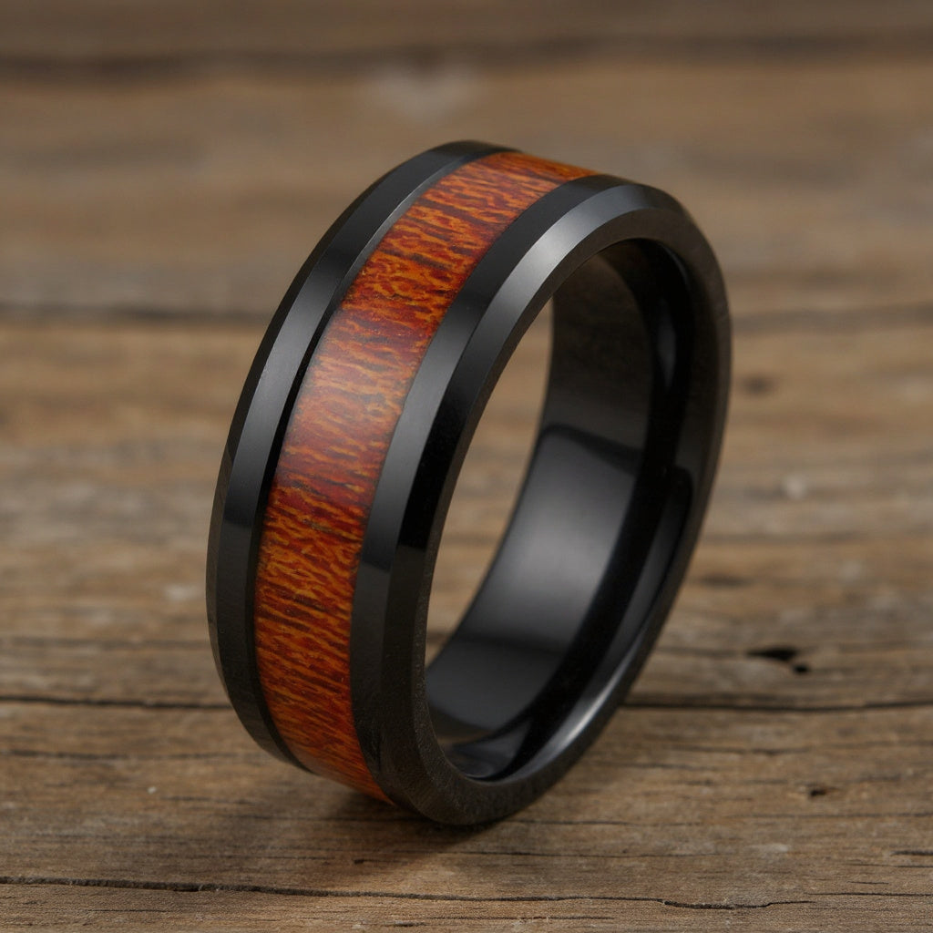 Black Tungsten + Sandalwood + Beveled Edges